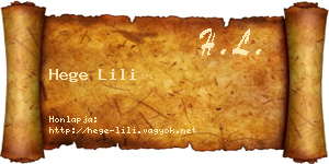 Hege Lili névjegykártya